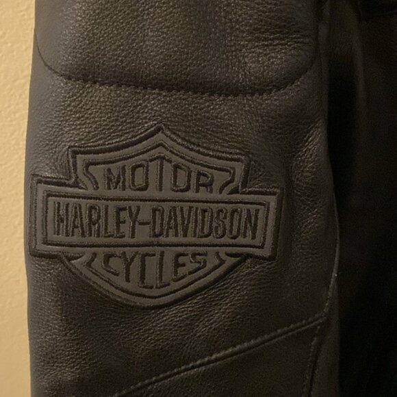 Mens Harley Davidson 3 in 1 reflective Willie G Skull Leather Jacket - Picture 11 of 14